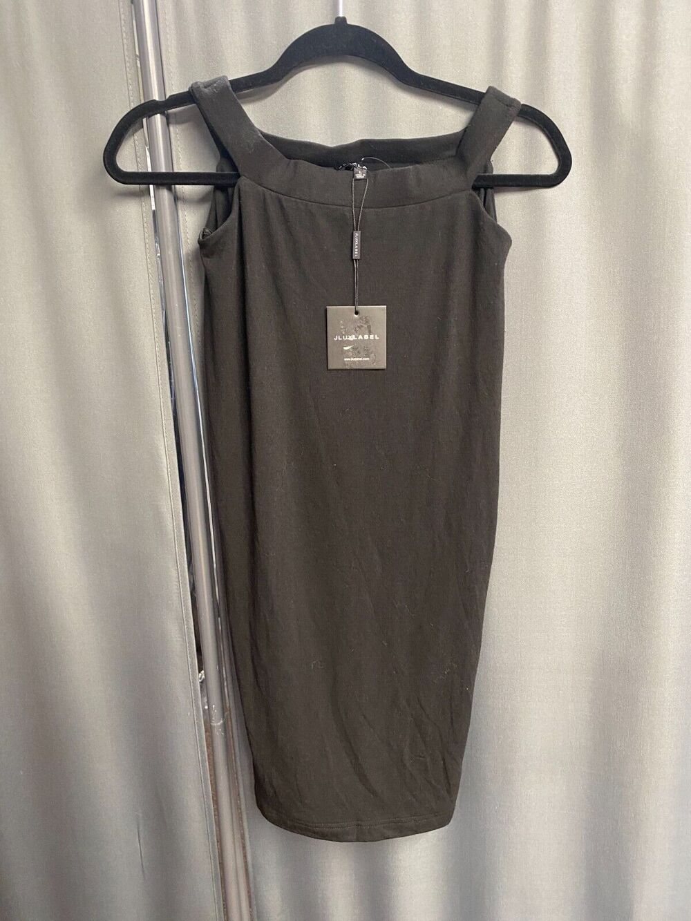 Jluxlabel Mini Dress Womens Large Gray Sleeveless Wide-Strap Polyester Blend B67